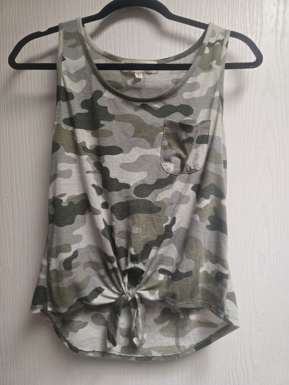 Camo Tie-Front Tank Top - Olive/Gray